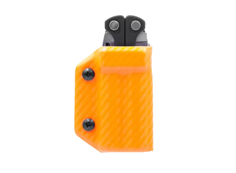 Kydex Sheath: Leatherman Charge / Charge+ - Orange Carbon Fibre^Clip & Carry Outlet