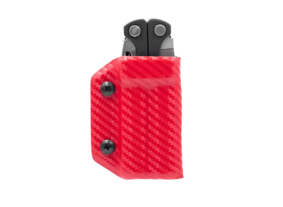 Kydex Sheath: Leatherman Charge / Charge+ - Red Carbon Fibre^Clip & Carry Best
