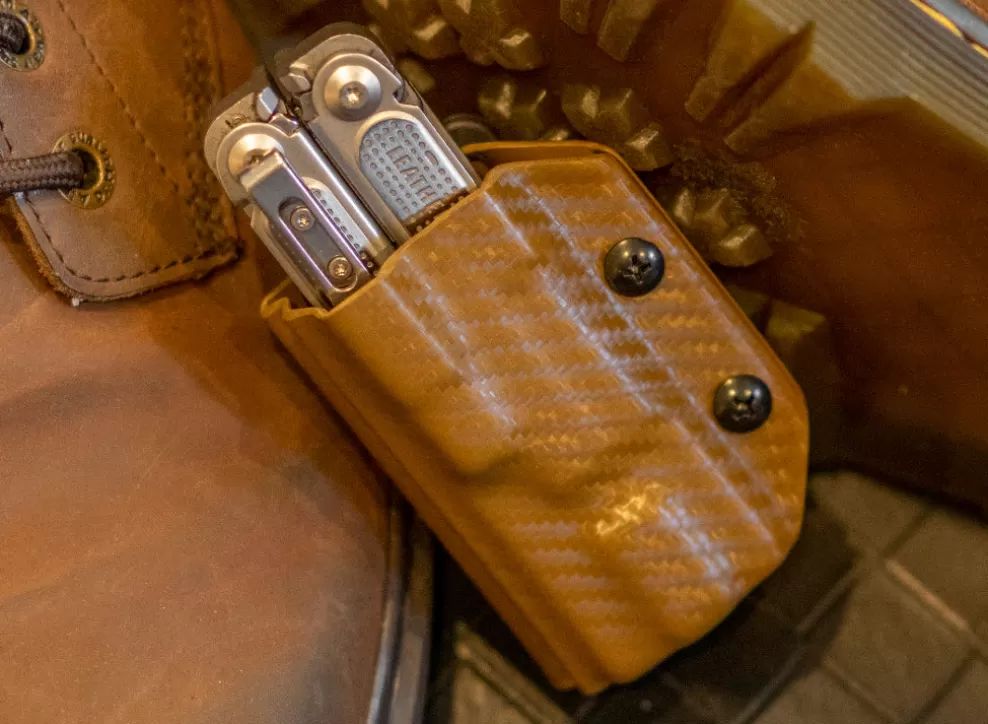 Kydex Sheath: Leatherman Free P2 - Brown Carbon Fibre^Clip & Carry Online