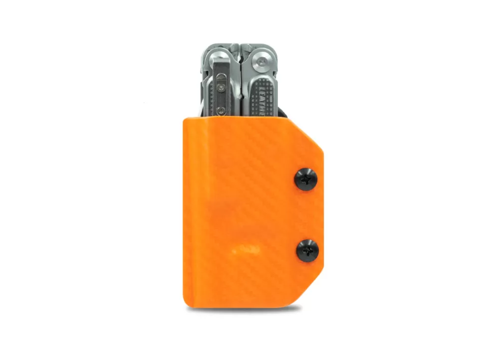 Kydex Sheath: Leatherman Free P2 - Orange Carbon Fibre^Clip & Carry Hot