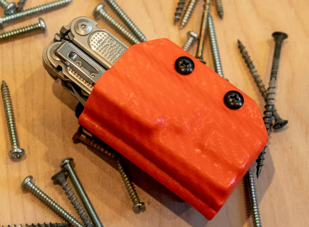 Kydex Sheath: Leatherman Free P4 - Orange Carbon Fibre^Clip & Carry Fashion