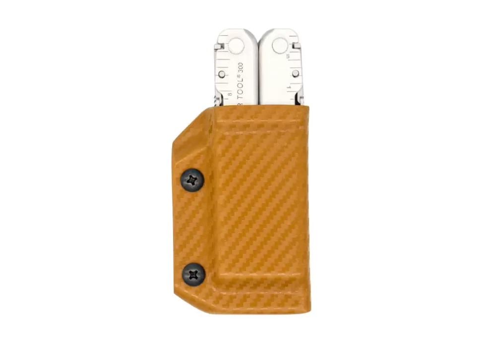 Kydex Sheath: Leatherman Super Tool 300 - Brown Carbon Fibre^Clip & Carry Clearance