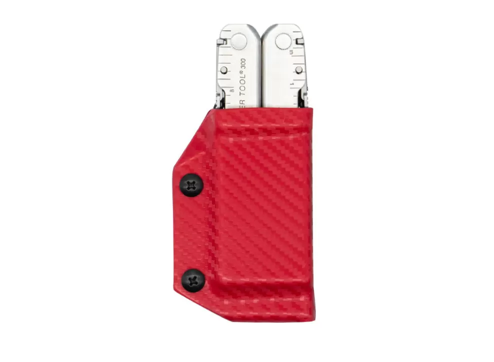 Kydex Sheath: Leatherman Super Tool 300 - Red Carbon Fibre^Clip & Carry Hot
