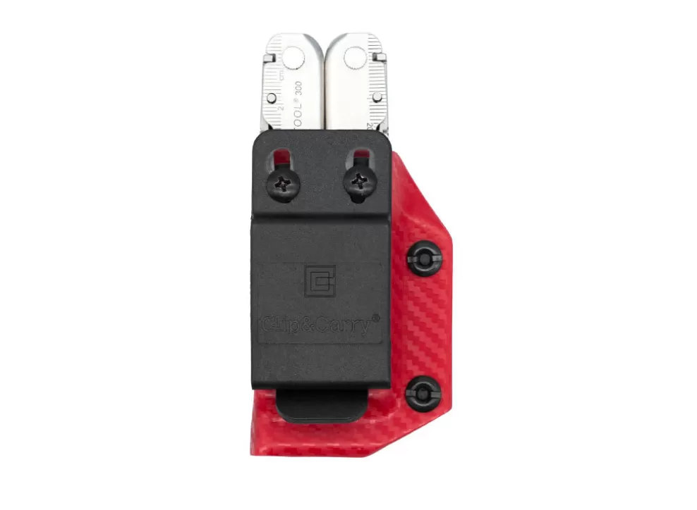 Kydex Sheath: Leatherman Super Tool 300 - Red Carbon Fibre^Clip & Carry Fashion