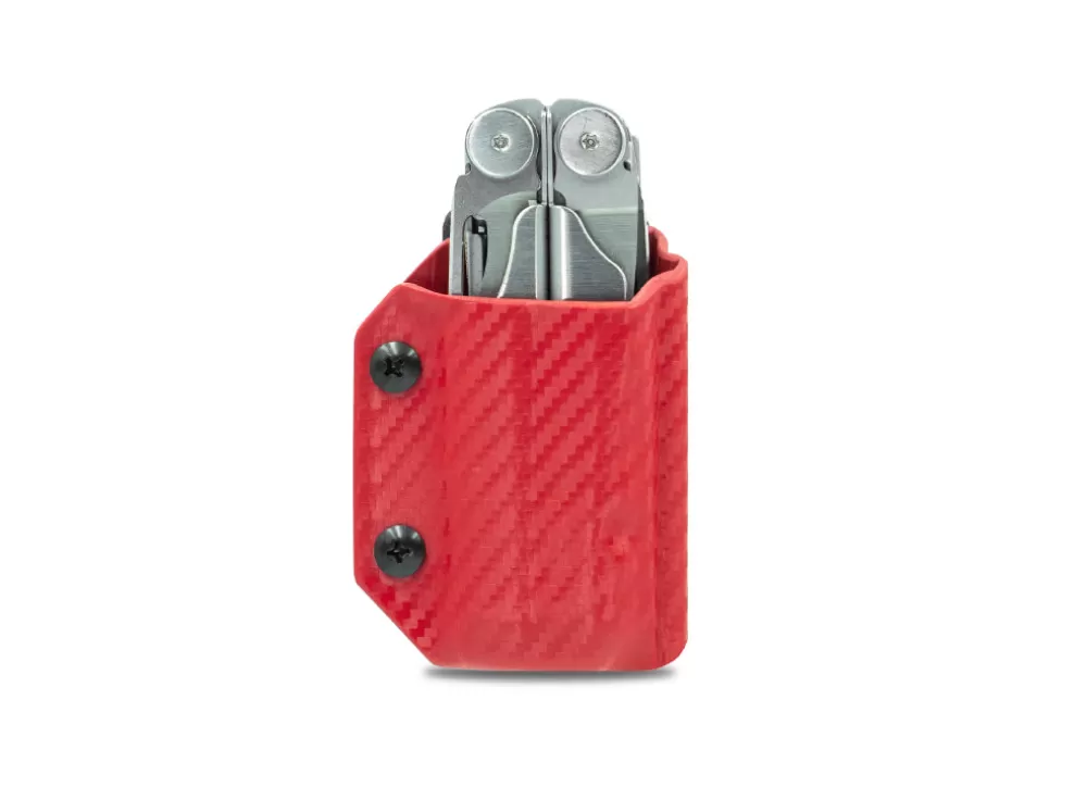Kydex Sheath: Leatherman Wave / Wave+ - Red Carbon Fibre^Clip & Carry Hot