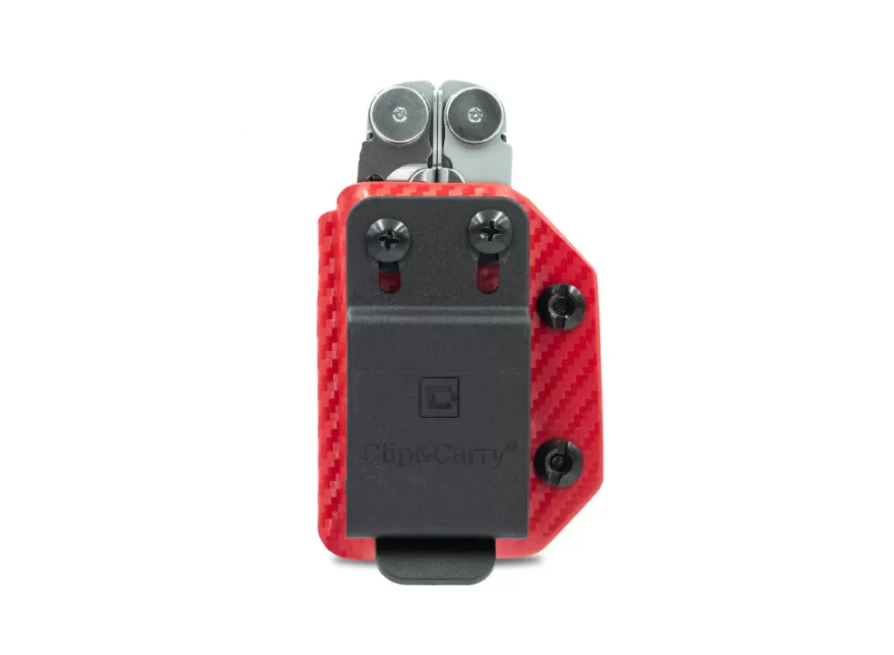 Kydex Sheath: Leatherman Wave / Wave+ - Red Carbon Fibre^Clip & Carry Best