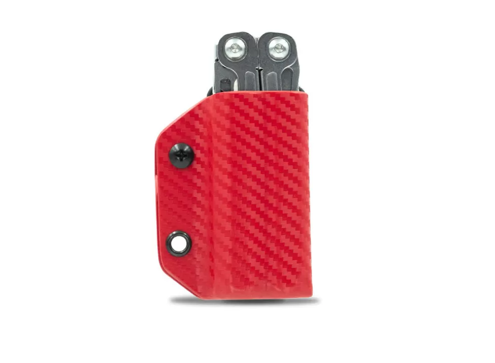 Kydex Sheath: Leatherman Wingman / Sidekick / Rebar / Rev - Red Carbon Fibre^Clip & Carry Best Sale