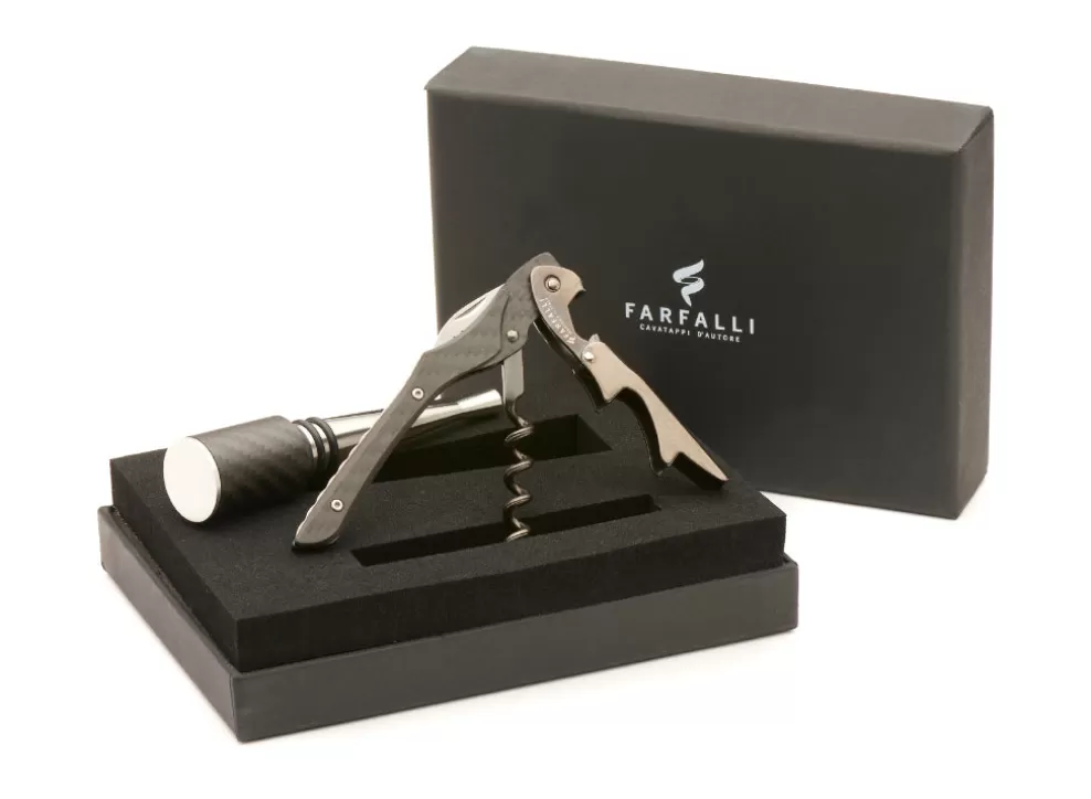 Fibra Corkscrew And Stopper In Gift Box - Carbon Fibre^Farfalli Clearance