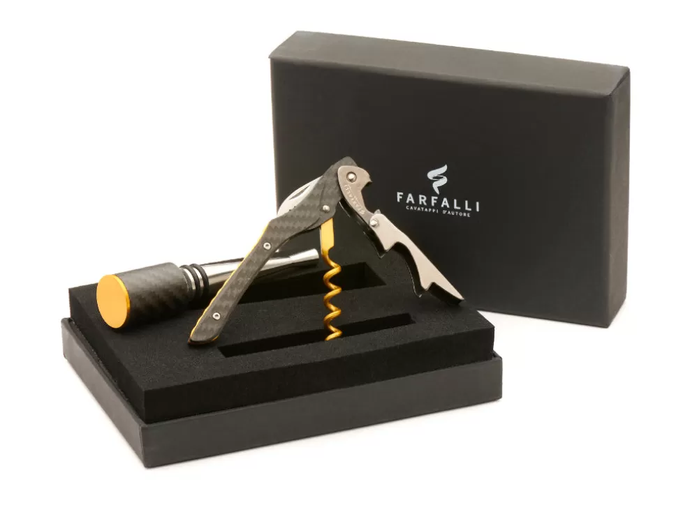 Fibra Corkscrew And Stopper In Gift Box - Yellow Carbon Fibre^Farfalli Sale