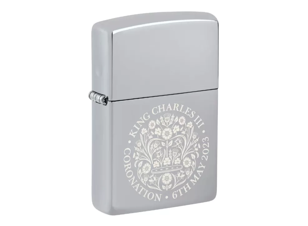 King Charles Iii Coronation Lighter - High Polish Chrome^Zippo Best